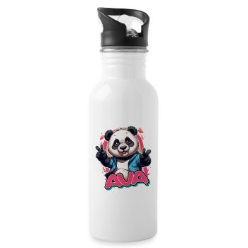 AVA - Beautiful Girl Name with Cool Panda - Water bottle with straw - white - Right