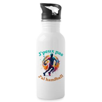 J Peux Pas J Ai Handball Cadeau Handball Humour - Gourde avec paille intégrée - blanc - Droite