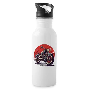 Large Chopper Motorcycle - Water bottle with straw - white - Right