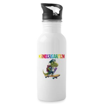 School Enrollment Dino Back to School - Water bottle with straw - white - Right