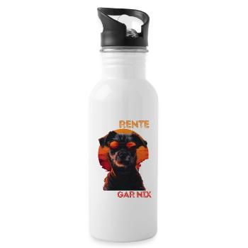 Ich bin in Rente ich muss garnix lustiges Pension - Trinkflasche mit integriertem Trinkhalm - Weiß - Rechts