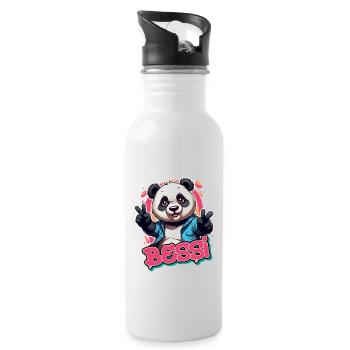 BESSI - Beautiful girl name with cool panda - Water bottle with straw - white - Right