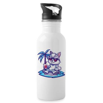 Palmier d’été de l’île Wolf - Gourde avec paille intégrée - blanc - Droite