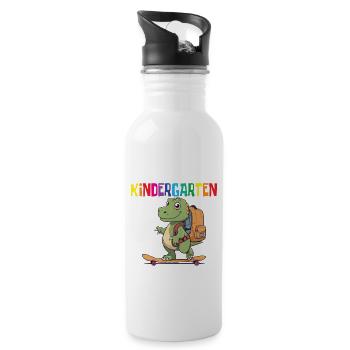 School Enrollment Dino Back to School - Water bottle with straw - white - Right