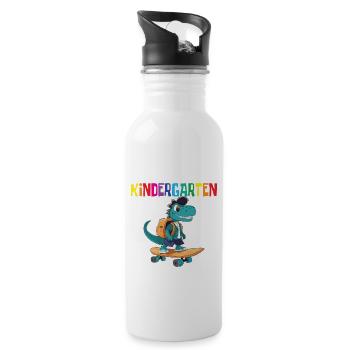 School Enrollment Dino Back to School - Water bottle with straw - white - Right
