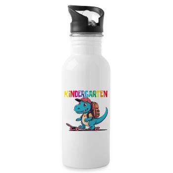 School Enrollment Dino Back to School - Water bottle with straw - white - Right