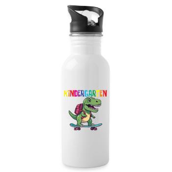School Enrollment Dino Back to School - Water bottle with straw - white - Right