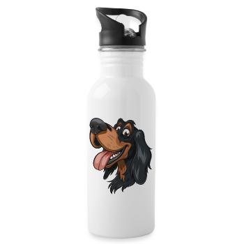 Gordon Setter | Setter écossais | Caricature - Gourde avec paille intégrée - blanc - Droite