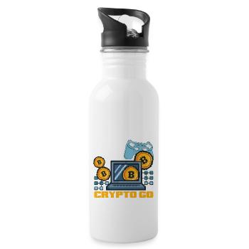Cryptocurrency Rewards Gaming Blockchain Gamer - Water bottle with straw - white - Right