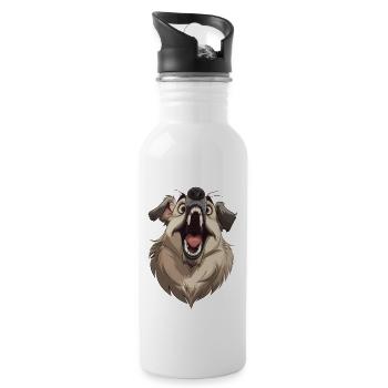 Kangal | Shepherd Dog | Cartoon Artwork - Trinkflasche mit integriertem Trinkhalm - Weiß - Rechts
