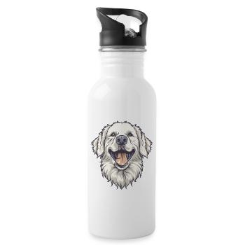 Kuvasz | Cartoon Artwork - Trinkflasche mit integriertem Trinkhalm - Weiß - Rechts