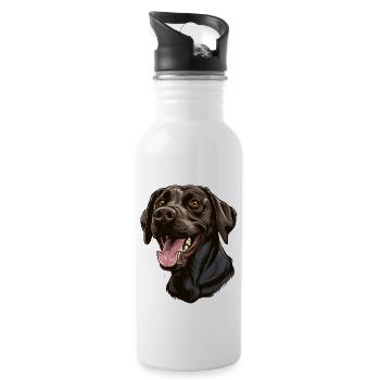 Labrador Retriever | Cartoon Artwork - Water bottle with straw - white - Right