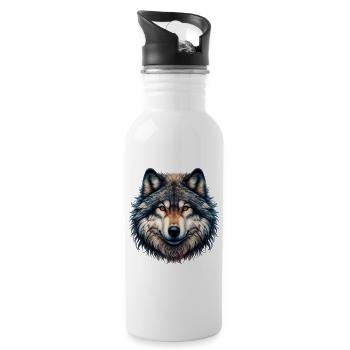 Wolf - Water bottle with straw - white - Right