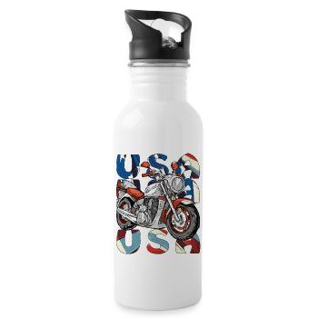 MOTORRAD USA - Trinkflasche mit integriertem Trinkhalm - Weiß - Rechts