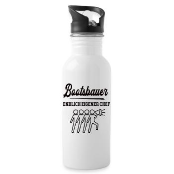 Bootsbauer Chef Selbstständigkeit Firma Gründen - Trinkflasche mit integriertem Trinkhalm - Weiß - Rechts