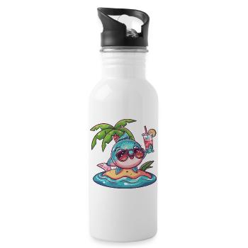 Piranha Fish Summer Holiday - Water bottle with straw - white - Right