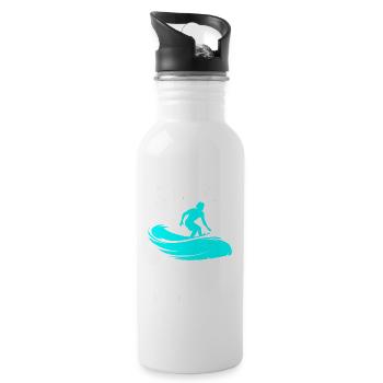 Surfender Surfer - Trinkflasche mit integriertem Trinkhalm - Weiß - Rechts