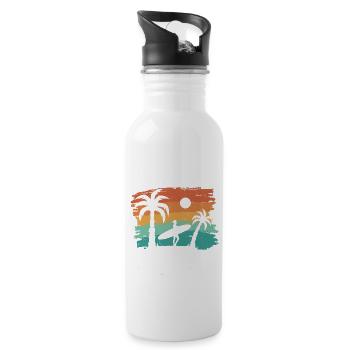 Surfender Surfer - Trinkflasche mit integriertem Trinkhalm - Weiß - Rechts