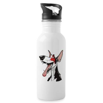 Podenco Ibicenco Ibizan Hound | Cartoon Artwork - Water bottle with straw - white - Right