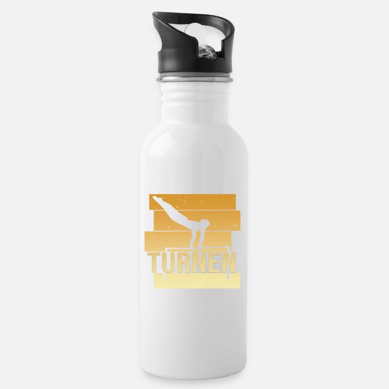 Turnen - Trinkflasche mit integriertem Trinkhalm - Weiß