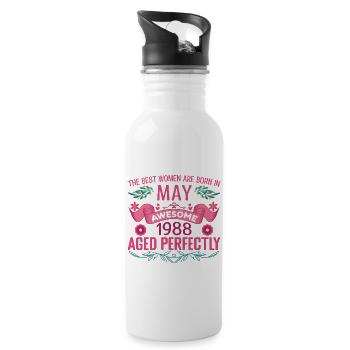 Mai 1988 anniversaire femme Mai 1988 anniversaire - Gourde avec paille intégrée - blanc - Droite
