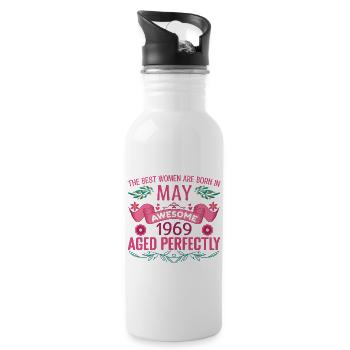 Mai 1969 anniversaire femme Mai 1969 anniversaire - Gourde avec paille intégrée - blanc - Droite
