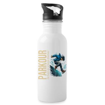 Parkour: Die Kunst des urbanen Abenteuers - Trinkflasche mit integriertem Trinkhalm - Weiß - Rechts
