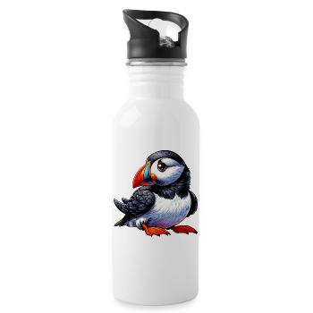Papageitaucher - Trinkflasche mit integriertem Trinkhalm - Weiß - Rechts