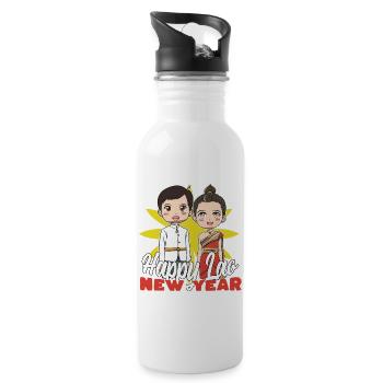 Laos Laote Laoten Lao Neujahr I Geschenk - Trinkflasche mit integriertem Trinkhalm - Weiß - Rechts