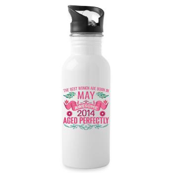 Mai 2014 anniversaire femme Mai 2014 anniversaire - Gourde avec paille intégrée - blanc - Droite