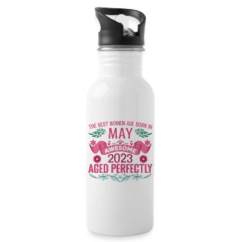Mai 2023 anniversaire femme Mai 2023 anniversaire - Gourde avec paille intégrée - blanc - Droite