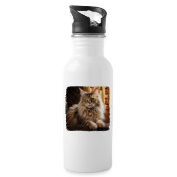 Siberian Cat Sibirische Katze - Water bottle with straw - white - Right