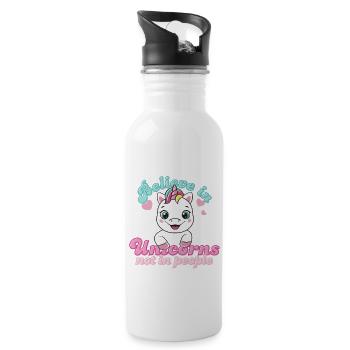 Believe in unicorns, not in people - Water bottle with straw - white - Right