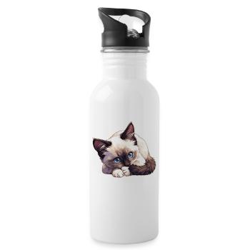 Snowshoe Kitten Snowshoe Cat - Water bottle with straw - white - Right