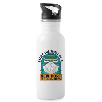 Love The Smell Of A New Port Cruise Ship Cruise - Water bottle with straw - white - Right