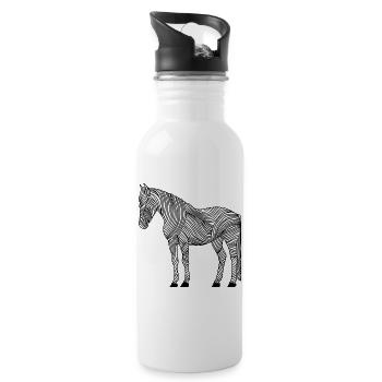 Lines art horse #horse - Water bottle with straw - white - Right