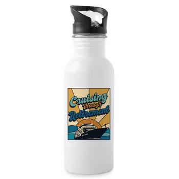 Cruising Through Retirement Cruise Ship Cruise - Water bottle with straw - white - Right