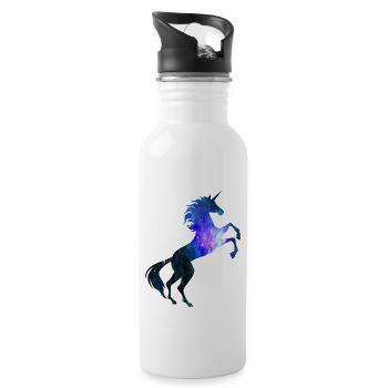 Einhorn Galaxie Symbol T-Shirt Universum Magisch - Trinkflasche mit integriertem Trinkhalm - Weiß - Rechts