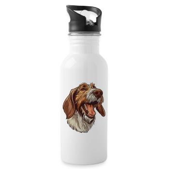 Spinone Italiano | Illustration de dessin animé - Gourde avec paille intégrée - blanc - Droite