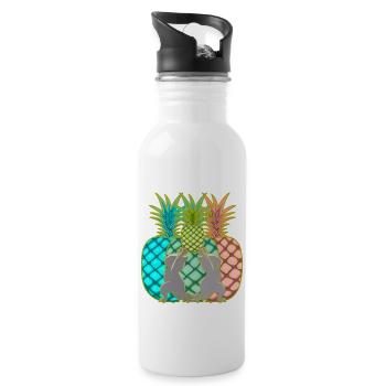 Ananas Chats Fruits Fruits Yogi Yoga Retro 80's - Gourde avec paille intégrée - blanc - Droite
