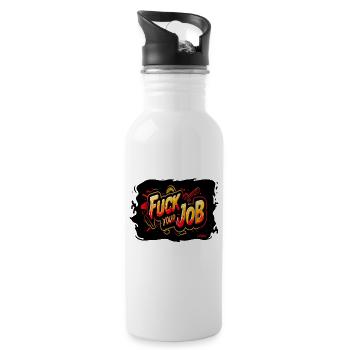 F*** Deinen Job - Trinkflasche mit integriertem Trinkhalm - Weiß - Rechts