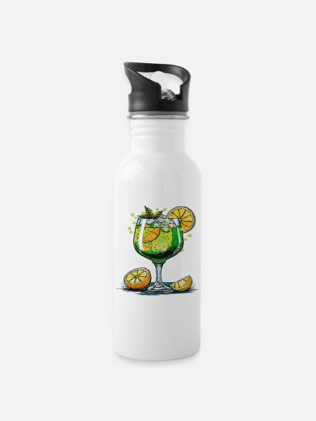 GETRÄNK MIX GRÜN - Trinkflasche mit integriertem Trinkhalm - Weiß