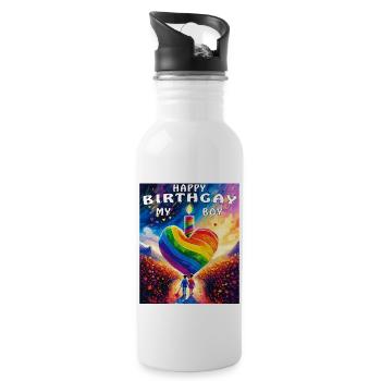 COEUR HAPPY BIRTHGAY MON GARÇON - Gourde avec paille intégrée - blanc - Droite