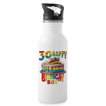 GÂTEAU 30 HAPPY BIRTHGAY GARÇON - Gourde avec paille intégrée - blanc - Droite