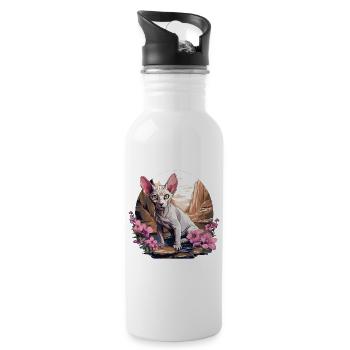 Sphynx Kätzchen Sphynx Katze - Trinkflasche mit integriertem Trinkhalm - Weiß - Rechts