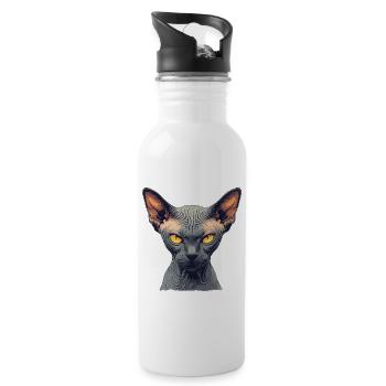 Sphynx Kätzchen Sphynx Katze - Trinkflasche mit integriertem Trinkhalm - Weiß - Rechts