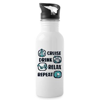 Kreuzfahrt Trinken Entspannen Wiederholung Kreuzfahrtschiff Kreuzfahrt - Trinkflasche mit integriertem Trinkhalm - Weiß - Rechts