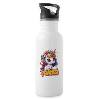 FRANZI - Beautiful girl name with cute unicorn - Water bottle with straw - white - Right