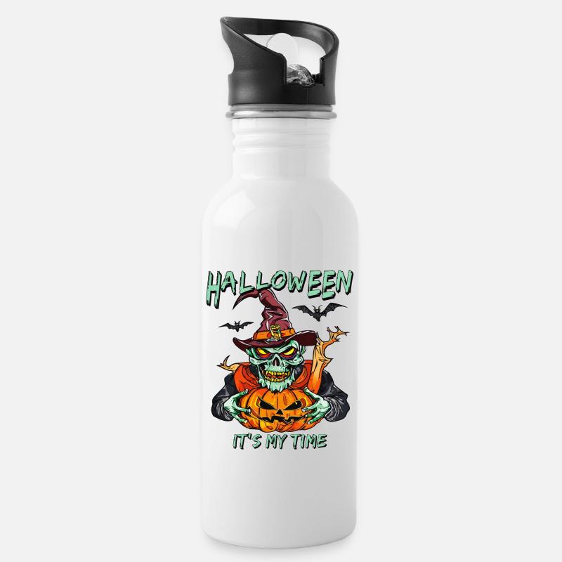 HALLOWEEN IT'S MY TIME - Trinkflasche mit integriertem Trinkhalm - Weiß