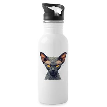Sphynx Kätzchen Sphynx Katze - Trinkflasche mit integriertem Trinkhalm - Weiß - Rechts